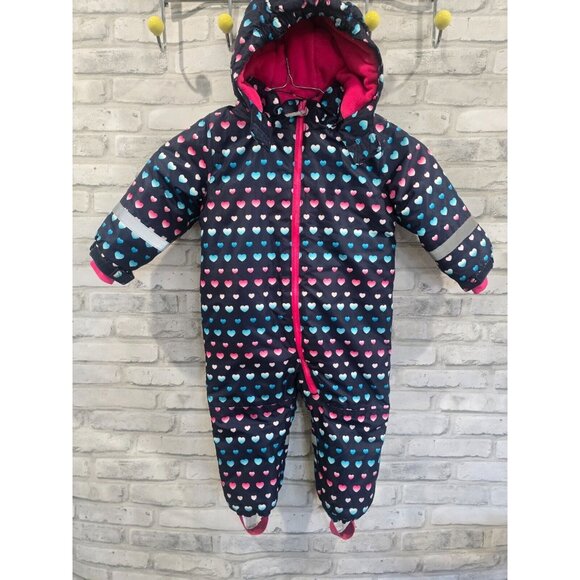 Topo Mini Girls One Piece Snow Suit Fleece Lined SIze 18-24 Months Crisp Clean - Picture 2 of 8